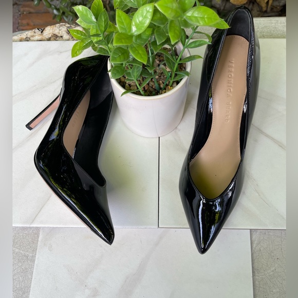 VERONICA BEARD Nathalia pointed toe black patent leather pumps size 7.5 - Picture 2 of 14